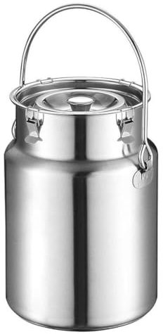DECAKE Bidon à Lait en Acier Inoxydable 304, Seau à Huile épaissi, Baril de Rangement de Cuisine, conteneur de céréales de Riz avec Couvercle à poignée pour liquides et Solides, 10 L
