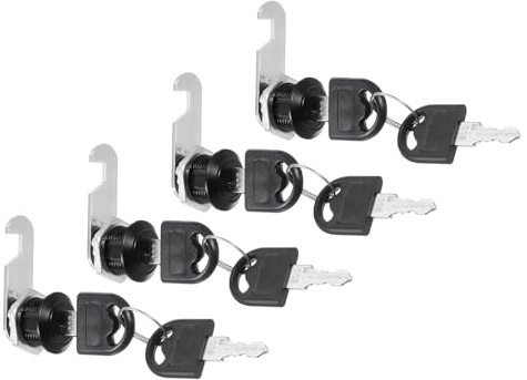PATIKIL Cabinet Drawer Lock with Keys 4 Pcs 5/8 (16mm) Keyed Different Zinc Alloy Security Lock Cylinder Cam for Door Cupboard Household Mailbox Office Black