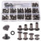 YIXISI 100 Set M5 x 5/8/10/12 mm Chicago Vis Assortiment Kit, 4 Tailles Kit de Rivets pour Cuir Cruciforme avec Tournevis, pour DIY, Décoration de Cuir, Réparation de Reliure, Nickel Noir