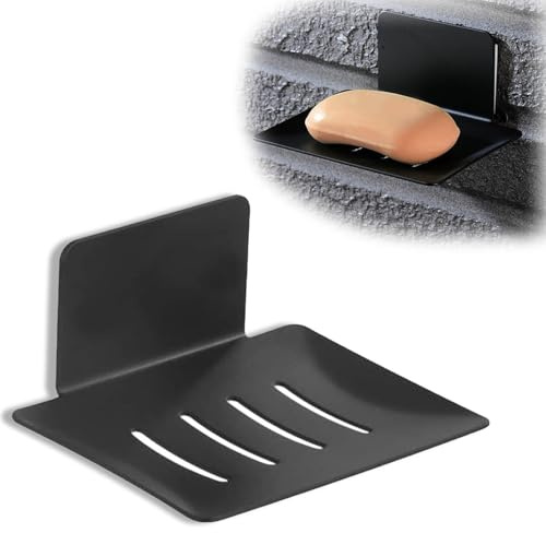 Seifenhalter Ohne Bohren,Seifenschale Wandmontage,Seifenhalter Dusche | Edelstahl Seifenschale Schwarz mit Klebepad,Seifenablage Dusche für Badezimmer Küche