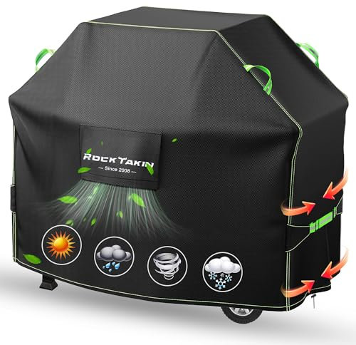 ROCKTAKIN Barbecue Covers 132 x 66 x 110 cm, 52 Inch BBQ Cover Waterproof Outdoor, 420D Oxford UV & Fade Resistant Large Heavy Duty Gas BBQ Covers with Air vents for Weber Char-Broil Nexgrill