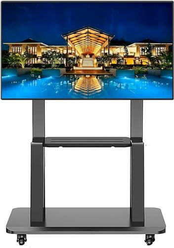 SQMGFA Mobile TV Floor Stand/cart, for 32-75 Inches LCD LED OLED Plasma Flat Panel or Curved Screen, TV Display Stand Wheeled Trolley, Load 120kg