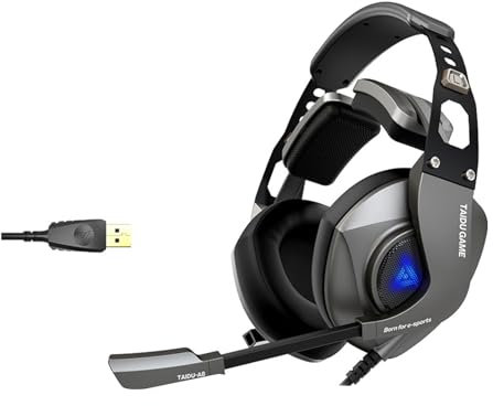 zuousxbs Écouteur d'oreille Réglable avec Microphone Bruit Amélissant 7.1 Le Son Surround Améliore Le Jeu