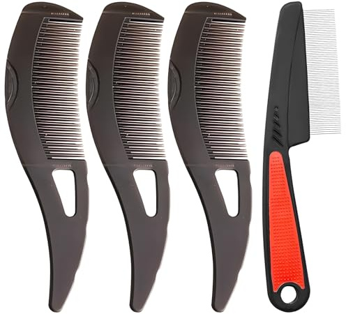 4 Pcs Dandruff Combs Set, Including 3 Pcs Scalp Cleaning Comb and 1 Pcs Hair Comb for Dandruff Removal for Various Hair Types and Populations Promote Healthy Scalp and Shiny Hair