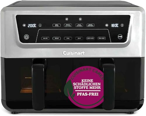 Cuisinart Air Fryer XXL Doble Zona | Sin PFAS | 2x5.2L | Fríe, hornea, deshidrata, mantiene caliente | Cocina 8+ raciones | Piezas lavavajillas