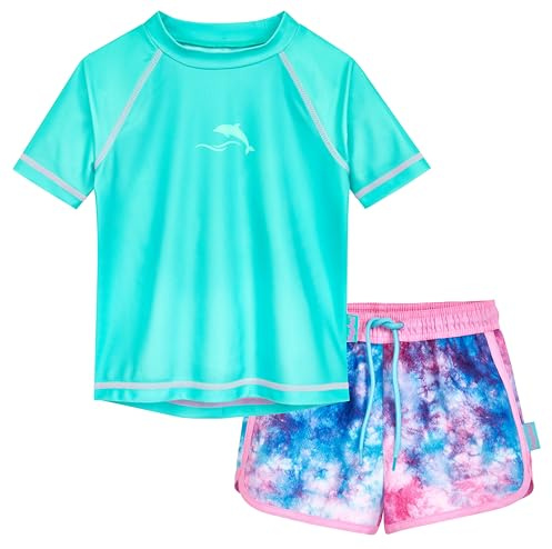 Playshoes Mädchen Zweiteiler Rash-Guard-Set, Batik Türkis, 134/140 cm