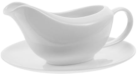 Garneck Saucière Blanche en Céramique 250 Ml Bol à Condiments Bec Verseur Ergonomique Service Sauce Tomate Salade Repas Quotidien Plateau Assorti