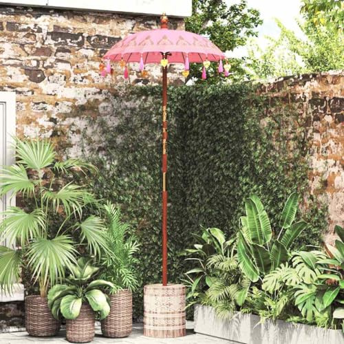 Générique Parasol avec Base 250 cm Coton, Bois,Maison & Jardin,Pelouses & Jardins,Vie en extérieur-3356917