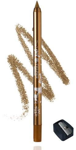 EONFAVE Crayon eyeliner doré - Gel imperméable et résistant aux taches - Crayon à paupières métallique avec taille-crayon - Longue durée et haute pigmentation