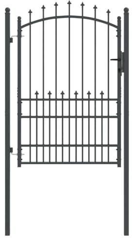 vidaXL Zauntor mit Spitzen Grau 170 x 100 cm Pulverbeschichteter Stahl, Garten Sicherheitszaun, stabiler Stahlgate, rechteckig, modern und praktisch, idealer Schutz