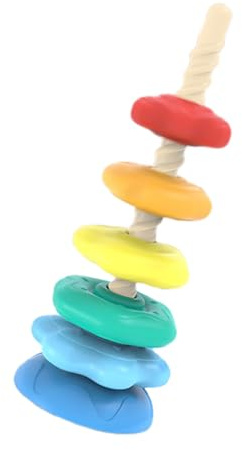Ring stapelspel | Rotating Stacking Toys | Tower aktivitetskub med regnbågsblock för sorteringsspel och utveckling av finmotorik födelsedagspresent för småbarn