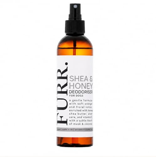 FURR Shea & Honey Dog Deodoriser 250ml, Natural Odour Neutraliser with Plant-Based Enzymes, Soothes & Nourishes Skin, Gentle & Vegan-Friendly, Fresh Long-Lasting Scent for Puppies & Dogs