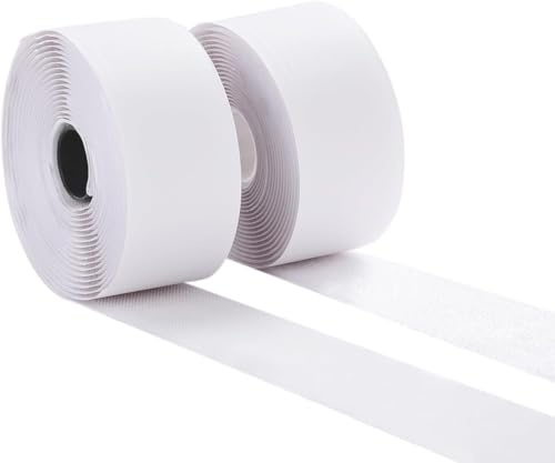 Self Adhesive Hook and Loop Tape,5M × 50 mm Width Heavy Duty Sticky Fastening Tape, Double-Sided Sticky Tape Backed Fastening, Double Sided and Removable Ideal for Home, Office & DIY Crafts,White
