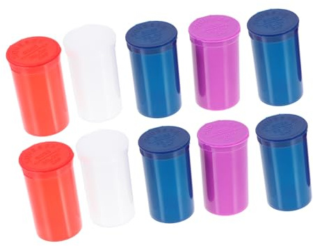 MAGICLULU Set da 10 Mini Flaconi per Pillole Trasparenti Chiusura a Scatto, Contenitori Portatili per Medicinali e Vitamine, Bottiglie Resistenti per Conservazione Farmaci da Colore Casuale