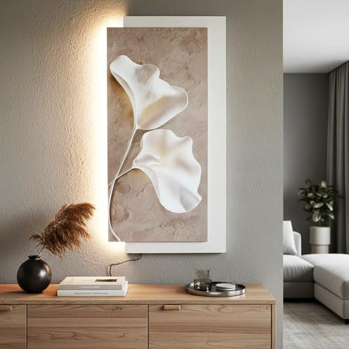 Arnusa LED Wandbild mit indirekter Beleuchtung, modernes Wandbild mit Licht, USB, Fernbedienung, 50×100 cm WD003 Wanddekoration Wandskulptur