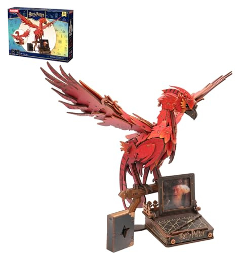 PUREMIND Harry Potter Fawkes, 3D-Holzpuzzle Phönix-Holzmodell DIY-Bausatz | Offiziell lizenziert, Harry-Potter-Geschenke, magisches Zubehör, Geheimfach, DIY-Bau, Sammlermodell, Regal, Vitrine, Holzdeko