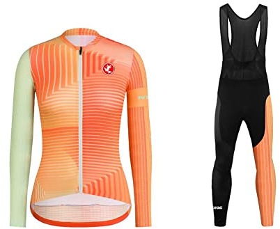UGLY FROG Damen Radtrikot Set Fahrradbekleidung Fahrrad Langarm + Radhose mit Sitzpolster Herbst Sportbekleidung