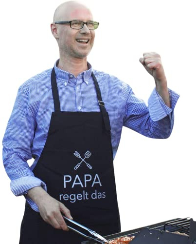 EliXito Koch- und Grillschürze Schwarz/Grau für Damen & Männer - Geschenkidee Papa & Mama, Grillgeschenk Schürze
