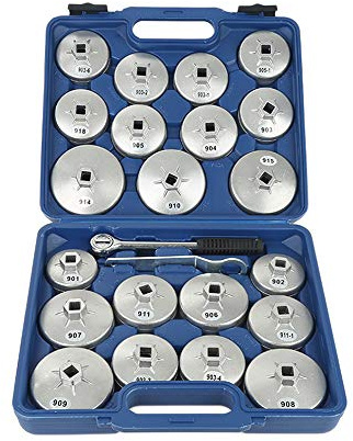 MUPAI 23Pcs Kit de Filtre à Huile, Filtre à Huile, Capuchon de clé de Retrait, Outil de Garage, desserrer Le Socle de la Tasse