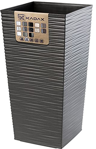 KADAX Pflanzkübel mit Innentopf, Höhe 46.5cm, Grafit – Wetterfester Blumentopf für Innen & Außen, ideal für Garten, Balkon & Terrasse, zum Bepflanzen, Dekorieren und als stilvoller Übertopf