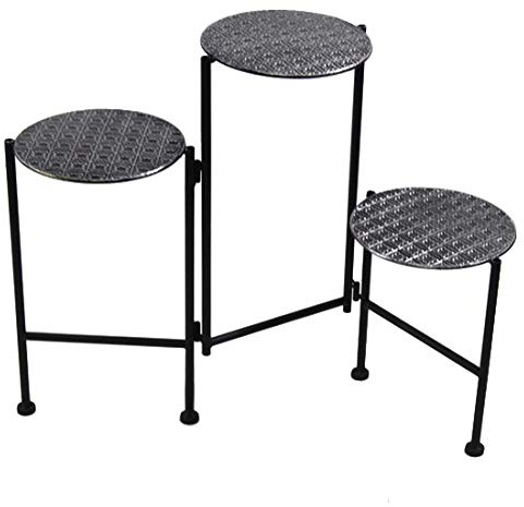 PrimoLiving 3er Pflanzenständer Blumenhocker aus Metall schwarz/Silber