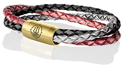 Maritimes Seemannsgarn Leder Armband Trinidad schwarz, grau, rot, dreireihig, 8mm