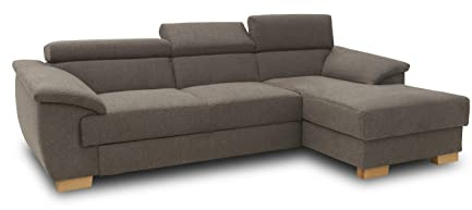 DOMO. collection Ecksofa David, Rückenfunktion, braun | Longchair rechts mit Federkern, klassisches Ecksofa in L-Form für hohen Sitzkomfort, 272 x 166 x 78 cm (BxTxH)