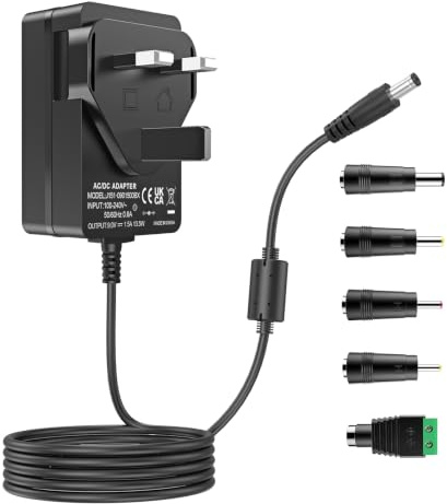 9V 1.5A Power Adapter,AC 100V-240V to DC 9V 1.5A 1A Power Cord | for Arduino UNO R3, Schwinn Bike Schwinn A10 A15 A20,with 5 PCS DC Connectors, Center Positive