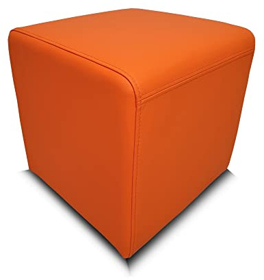 Quattro Meble Orange Farbe Echtleder Hocker viele Größen Echtleder Sitzhocker Rindsleder Sitzwürfel Fußhocker Polsterhocker Echt Leder Puff Leder Italienisches Leder Arancio (40 x 40 x H-40 cm)