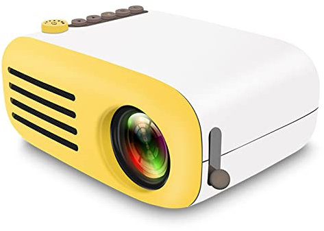 Projecteur Portable Full Mini LED Movie Micro Retroprojecteur Home Cinéma Fonction Zoom HD 1080P Vidéoprojecteur Compatible Micro USB,AV,Écouteurs,Emplacement Pour Carte TF,Interface HDMI,Jaune