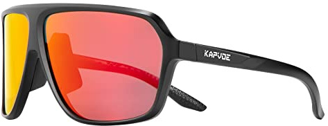 KAPVOE Radfahrerbrille Polarisierte Fahrradbrille Sport Sonnenbrille UV400 Schutz für Männer Frauen MTB Laufen Golf Wandern Volleyball Tennis Autofahren Angeln Softball K64