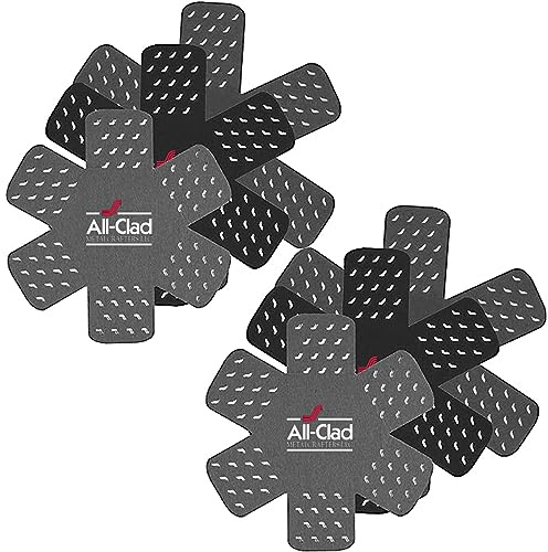 All-Clad Premium Cookware Protectors: Pot and Pan Protectors for Kitchen Organization - Perfect for Cast Iron, Steel, or Glass, 6-Piece, Black/Grey