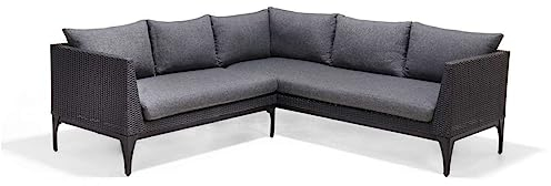 Home36 Gartenmöbel Set Infinity - Sofa Set Schwarz - Mit Sitz- und Rückenkissen, Sitzgruppe Garten Terrasse Lounge, Gartenlounge, Aluminium Schwarz, Sofa, Bank, Couch, Sofa Set mit Polster