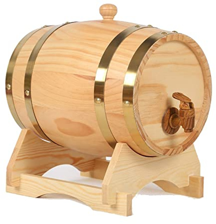 Barril de Vino Barril de Roble Barril De Roble 1.5L/3L/5L/10L/20L/25L/30L/50L Madera Dispensador De Barril De Vino Cubo De Almacenamiento Barriles De Cerveza，For Almacenamiento Whisky Bourb(Size:1.5L)