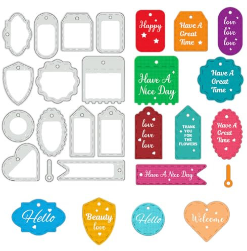 BENECREAT Metall Etiketten-Stanzformen, Spitzen-Tag-Stanzformen Lesezeichen Metallstanzungen Schichtung Hängeetiketten Prägeschablonen Vorlage Für Scrapbooking, Album Dekor, 0.8mm Dick