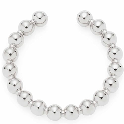 JEWELS BY LEONARDO Ohrklemme Ciao Lollo 1 Stück • Ear-Cuff aus silberfarbenem Edelstahl • offener Ring aus aufgereihten kleinen Kügelchen • Schmuck Geschenk für Frauen • 024258