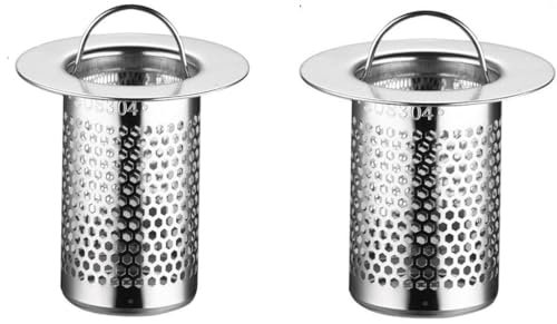 Hufopik Haarfänger Duschablauf, Badewannen-Ablaufabdeckung, tiefes Edelstahl-Spülbeckensieb für Badezimmer, Waschbecken, Badewanne, Dusche, Bodenablauf, passend für Lochgröße von 3,2 cm bis 5,5 cm