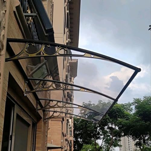 POCHY Vordach Haustür, Türvordach Haustürdach Pultvordach, Transparentes Polycarbonat Pultbogenvordach, for Außen Terrassen Garten Balkon (Color : Clear, Size : 150x300cm/59x118in)