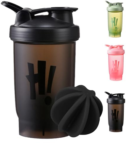 KANGSIT Bottiglia shaker per proteine con sfera di miscelazione, senza BPA e DEHP, a prova di perdite, tappo a ribalta, bottiglia shaker per proteine e integratori, 700 ml (nero)