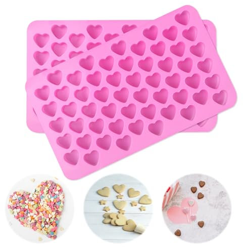 2 moldes de silicona en forma de corazón para alimentos, cubitos de hielo, chocolate, caramelos, pasteles, moldes para hornear DIY para el amor