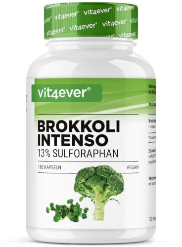 vit4ever Brokkoli Extrakt - 180 Kapseln - 1300 mg pro Tagesdosis | 13% Sulforaphan - Brokkolisprossen - Ohne unnötige Zusätze - Hochdosiert - Vegan - Laborgeprüft