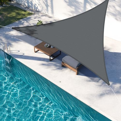 LOVE STORY Sonnensegel 5x5x5m Dreieckig Antracita Sonnenschutz HDPE-Stoff, Atmungsaktiv, Wasserdurchlässig, 95% UV-Schutz für Außenbereich, Terrasse, Balkon, Garten
