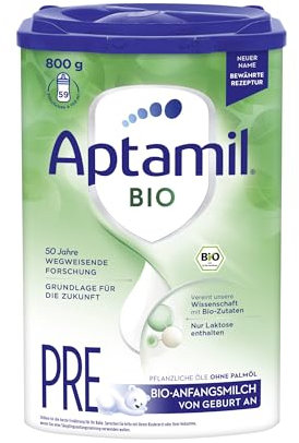 Aptamil Bio Pre – Anfangsmilch von Geburt an – Pflanzliche Öle ohne Palmöl – 1 x 800 g