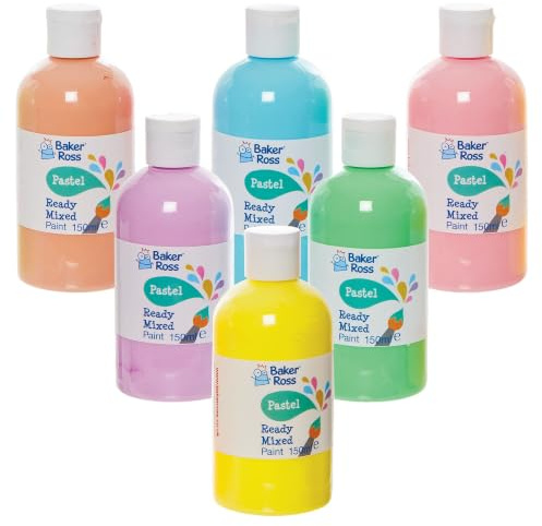 Baker Ross FN240 Peinture pour poster prête à l'emploi Pastel 150ml - Boîte de 6, peinture pour enfants