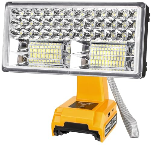 GRVODFRTA 50W 4200LM Cordless LED Work Light for DeWalt 20V Max Battery Portable Flood Lights for Outdoor Indoor Workshop Job Site, Floodlight & Spotlight Modes/Pivoting Head/USB Port(No Battery)