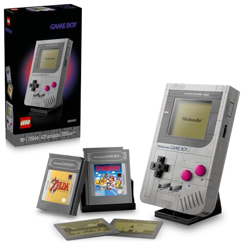LEGO Super Mario Game Boy - Retro Building Sets for Adults, Ages 18+ - Gifts for Birthdays - Collectible Model with Game Paks and Display Stand - 72046