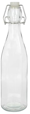 Argon Tableware 520ml Glass Bottle with Swing Top - Clear - 1x Reusable Empty Water Wine Milk Olive Oil Juice Gin Home Brew Brewing Drinking Fridge Dispenser Storage Jars with Stopper Lid