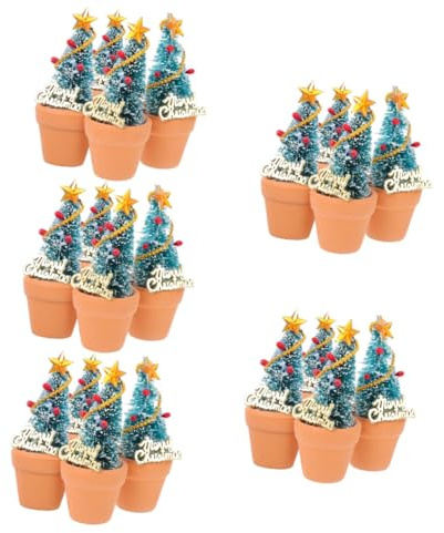 Cabilock 5 Sätze Mini Weihnachtsbaum Pendelleuchte Personalisierte Dekoration Abnehmbare Dosen Minis DIY Miniatur Streu Weihnachtsbaum Weißes Etikett Quadratisches Etikett Auto 4 Stück * 5