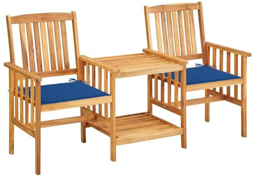 LAPOOH Gartenstühle mit Teetisch und Kissen Akazie Massivholz, Gartenmöbel, Balkonstühle, Hochlehner, Balkonmöbel, Bistrostuhl, Garten Stühle, Sit Möbel, Armlehnenstuhl - 3061285