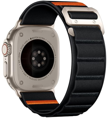 Bandletic Sportarmband för Apple Watch, brett mjukt, robust loop-armband med G-krok, Ultra/Ultra 2 49 mm, Series 10 46 mm, 45 mm (9/8/7), 44 mm (SE2/SE/6/5/4), 42 mm (3/2/1), för män och kvinnor